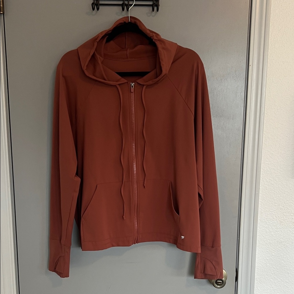 Fabletics Rust Brown Full-Zip Hooded Jacket - image 1